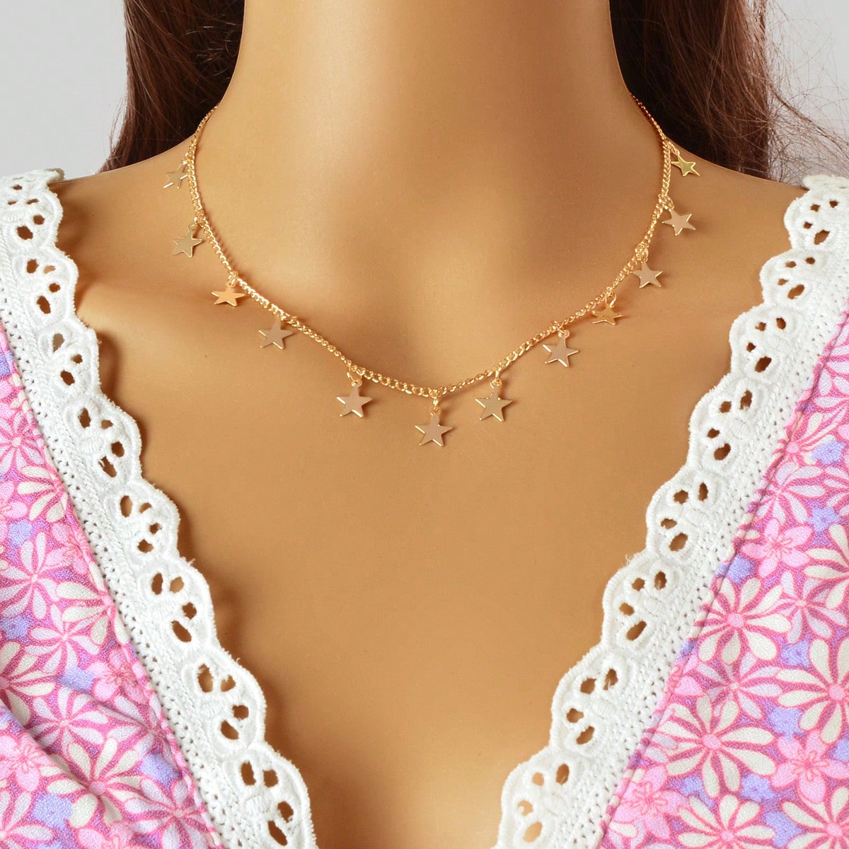 Shine Bright Necklace with Multiple Small Star Pendants Celestial Charm Jewelry