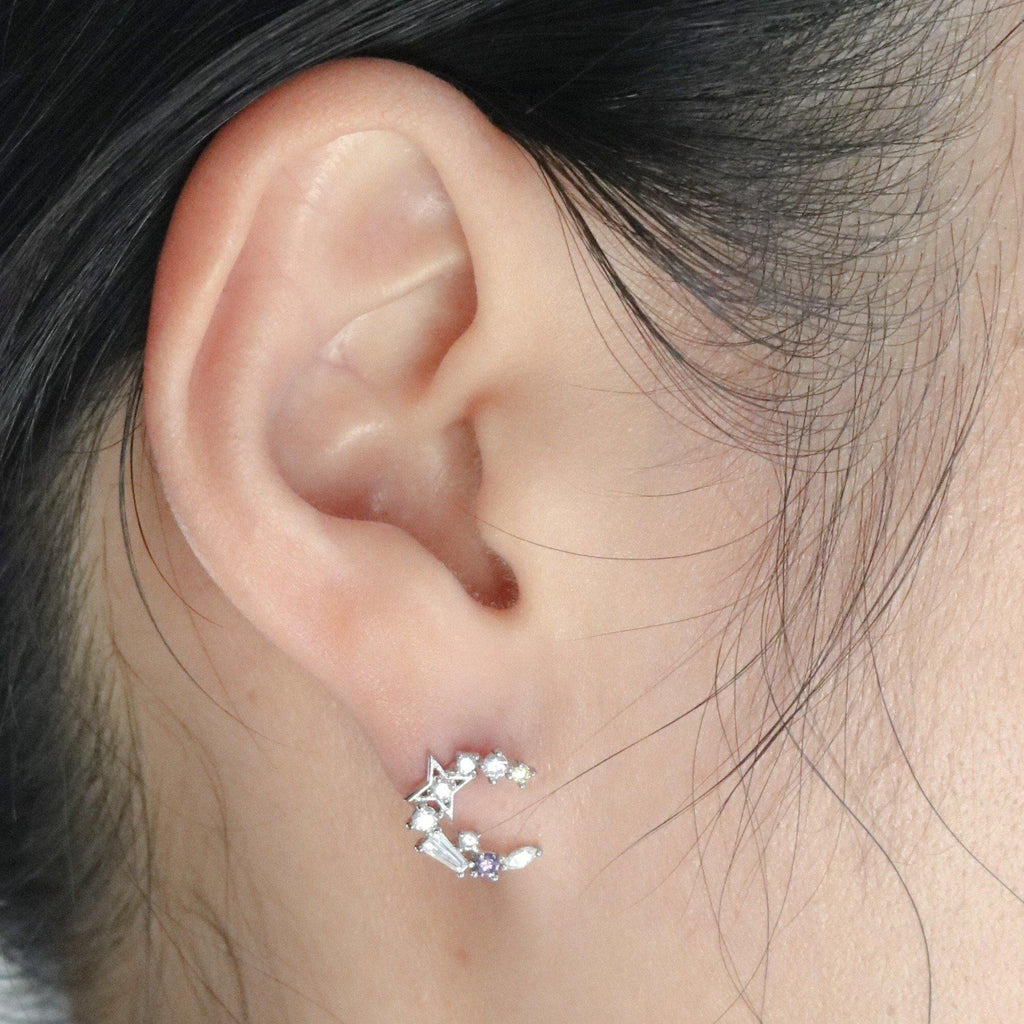 Blue moon star earrings