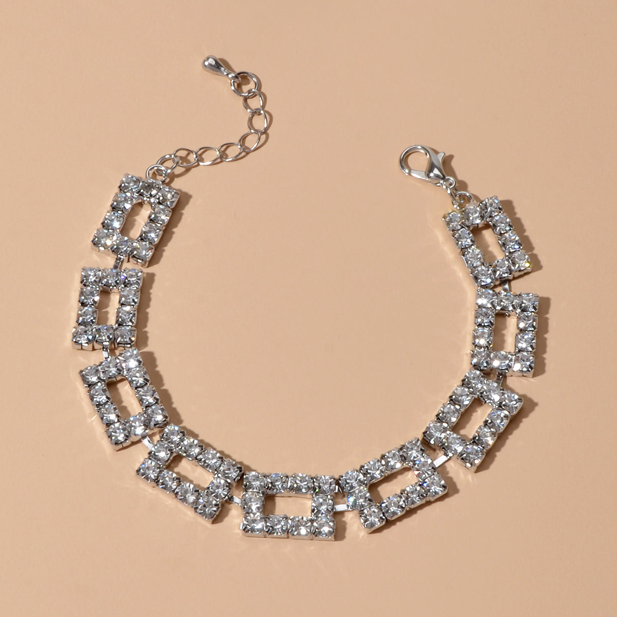 Textured Full Simulated Cubic Zirconia Silver Chain Collection Tennis Bracelets