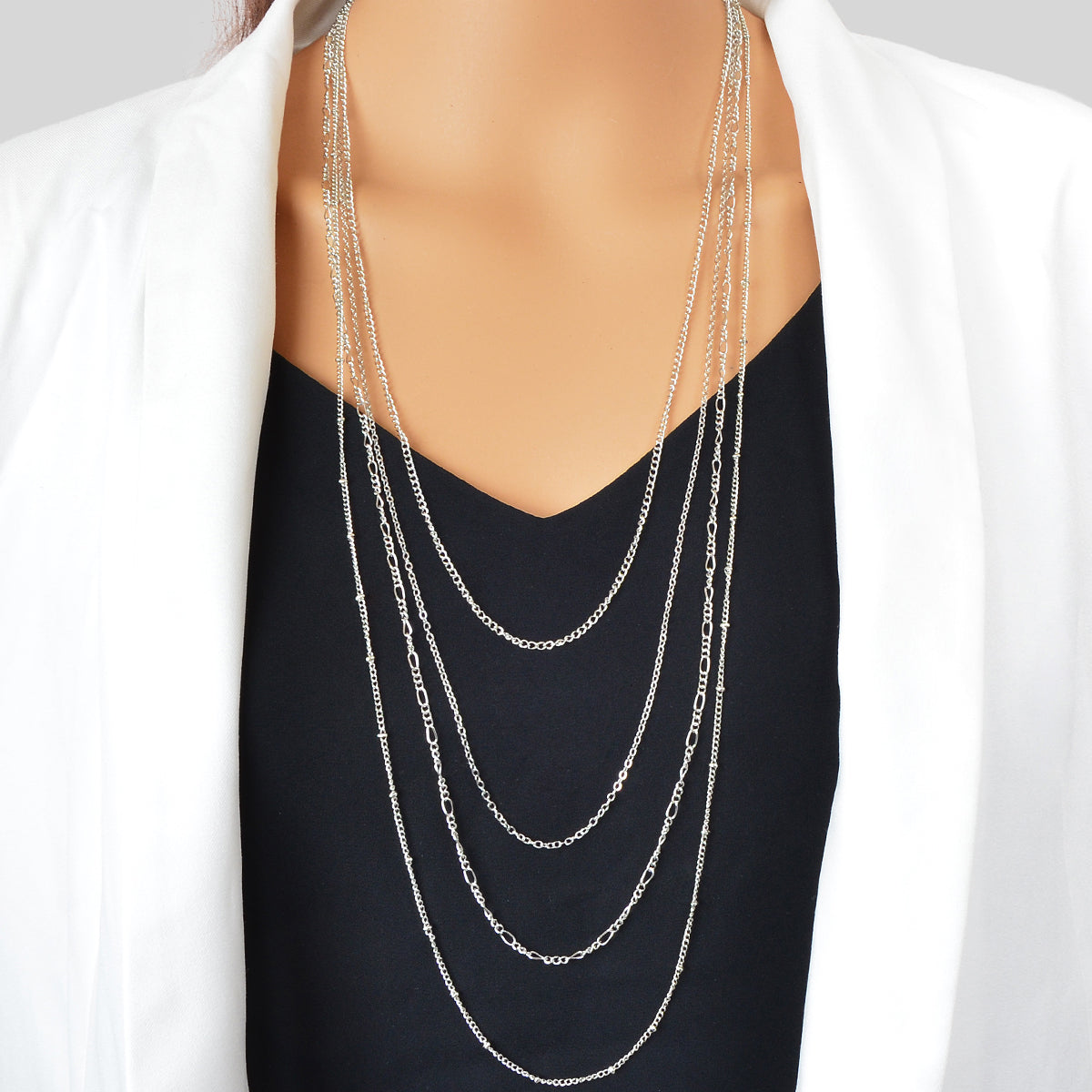 Gold Silver Long Tassel Multi-layer Chain Necklace Girls Cool Designer Jewellery