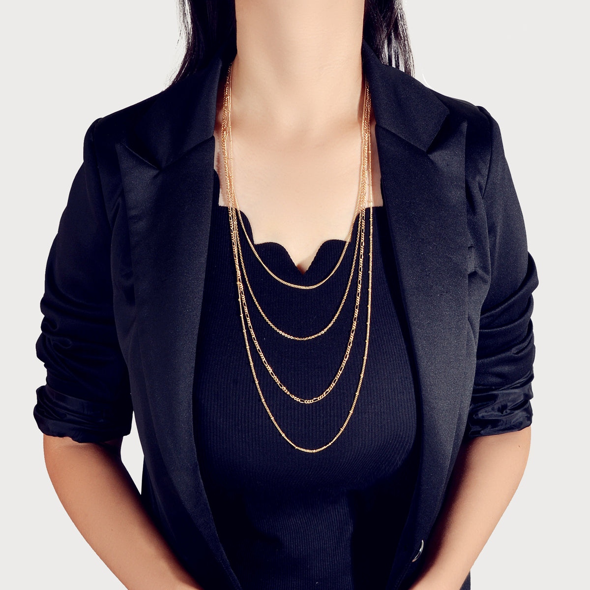 Gold Silver Long Tassel Multi-layer Chain Necklace Girls Cool Designer Jewellery