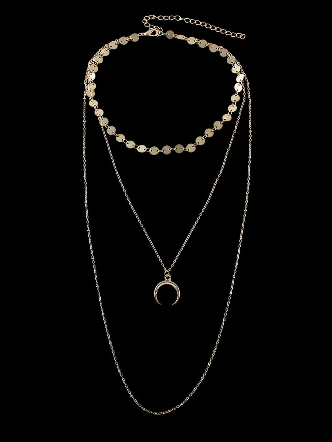 Boho Chic Multi-layer Gold Silver Chain Horns Charm Necklace Trendy Accessories