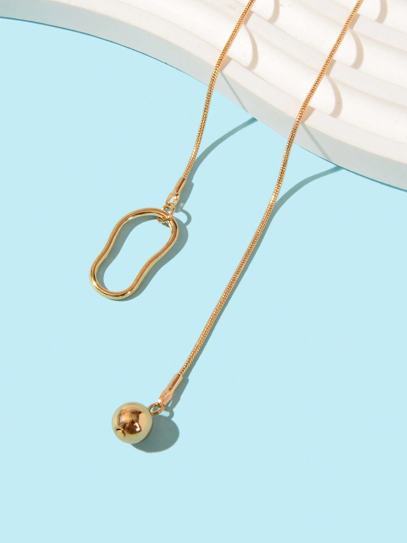 Gold Colour Geometric Y shape Pendant Necklace Women Party Minimalist Jewellery