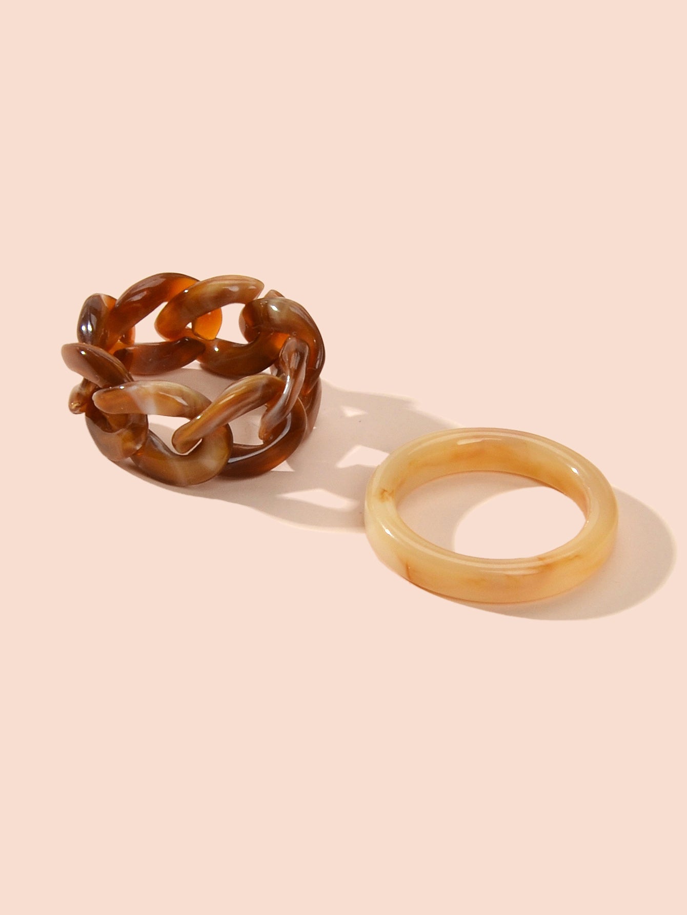 2pcs Trendy Jewelry Blue Brown Geometric Stackable Multiple Midi Finger Ring Set