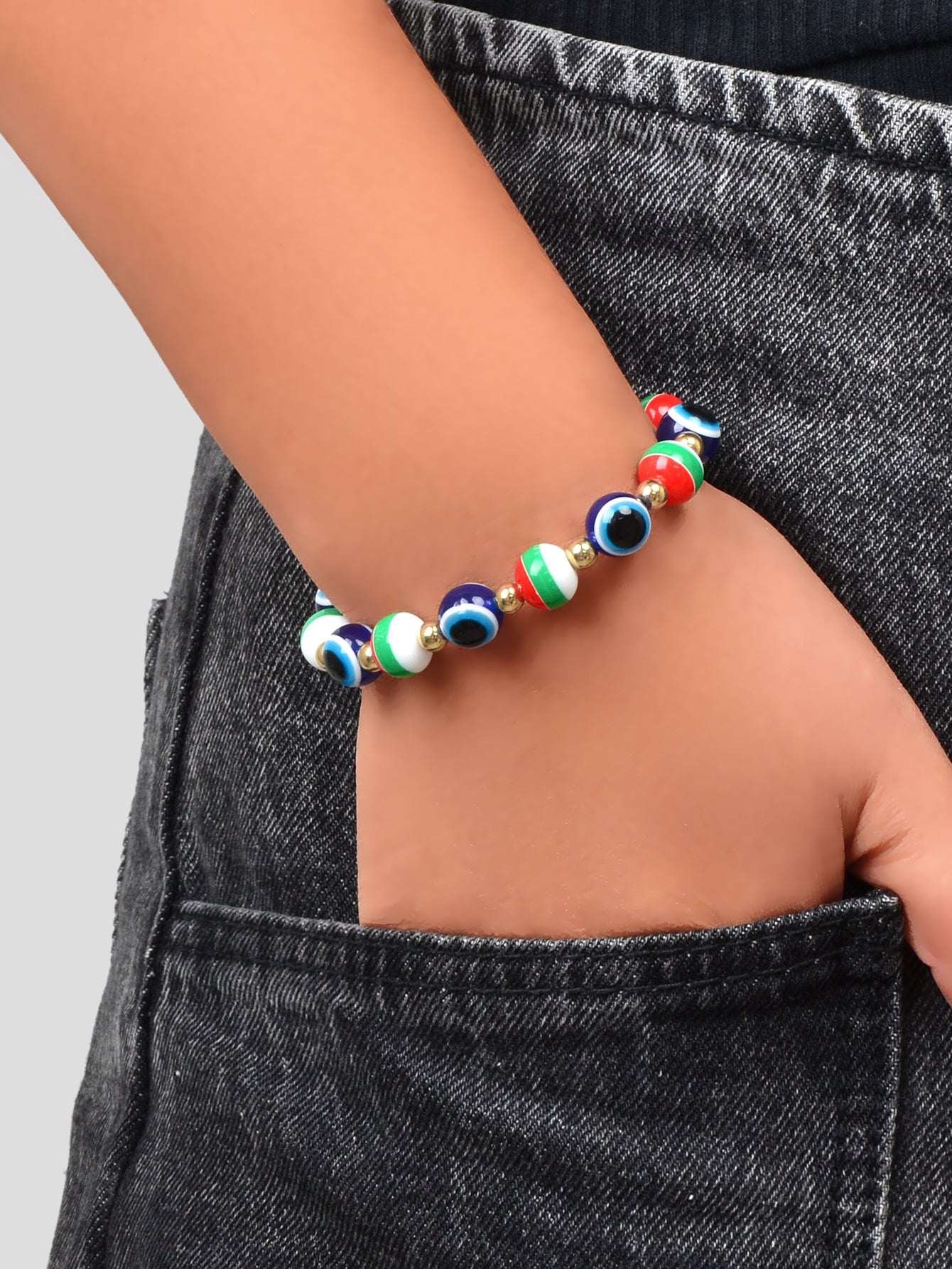 Festival Accessories Colourful Beaded Evil Eye Elastic String Bracelet Xmas Gift