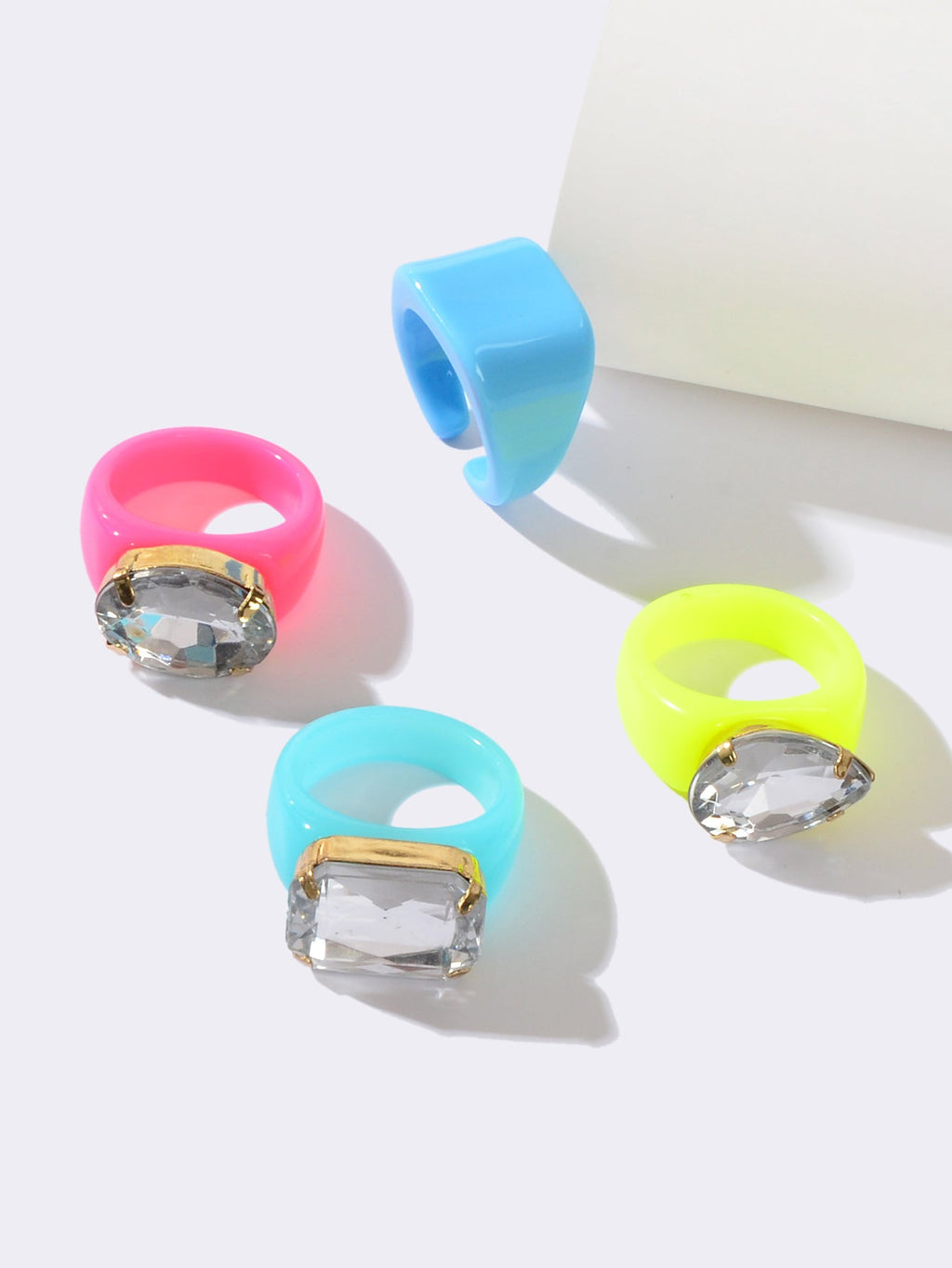 4pcs/set Multi Colour Stunning Big Stone Finger Rings Fashion Women Jewelry Gift