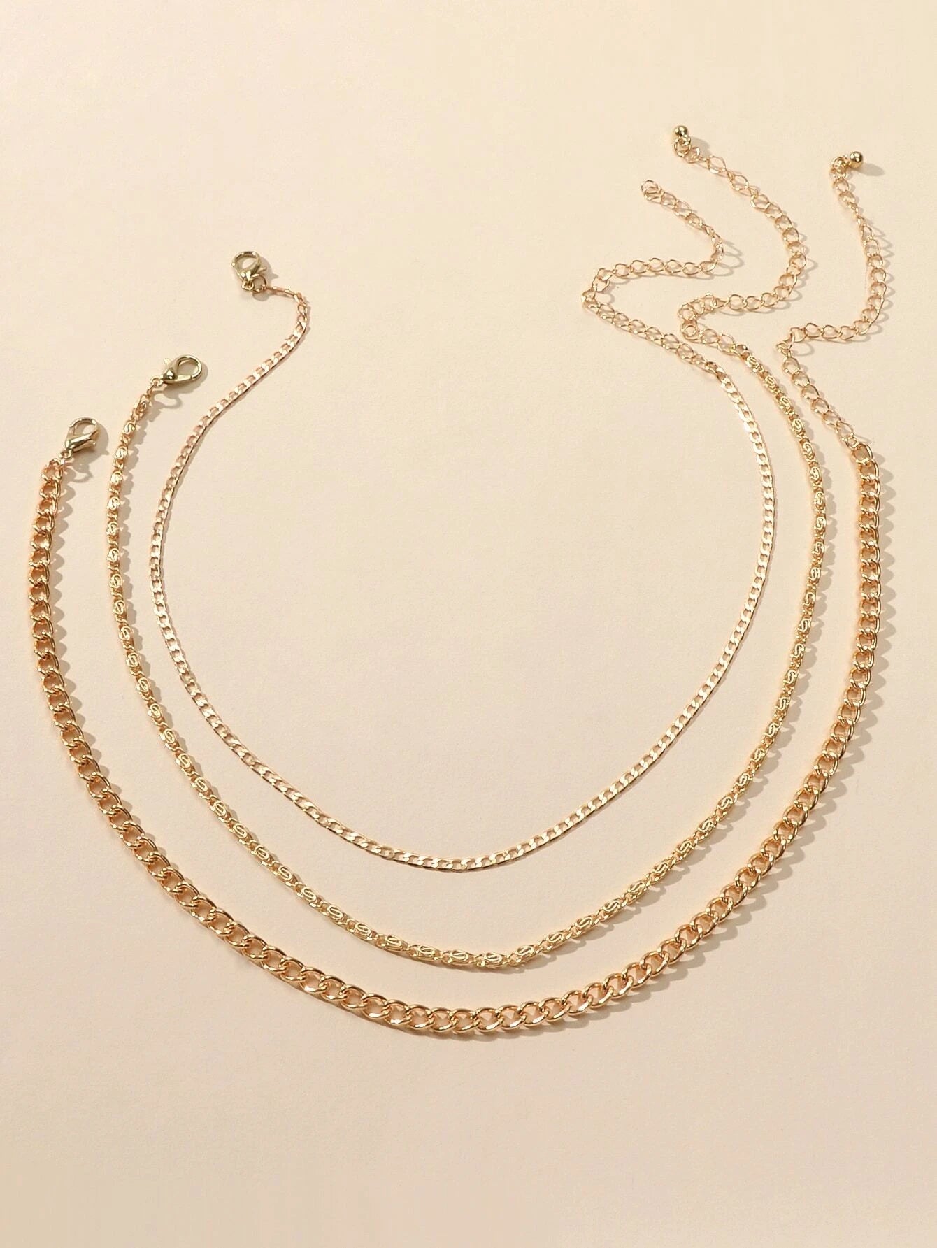 3 pcs Gold Silver Chain Boho Chic Minimalist Necklace Women Accessories Jewelry