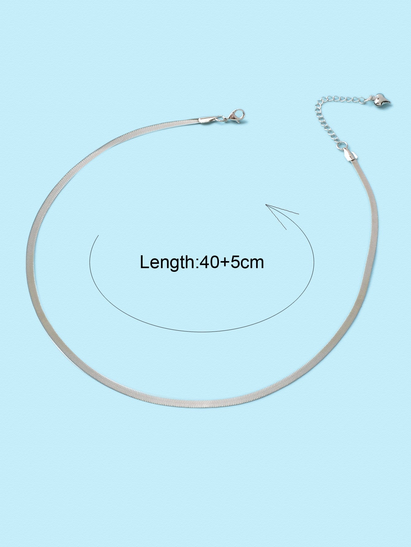 Punk Silver Minimalist Flat Herringbone Snake Chain Necklace Short Women Collar