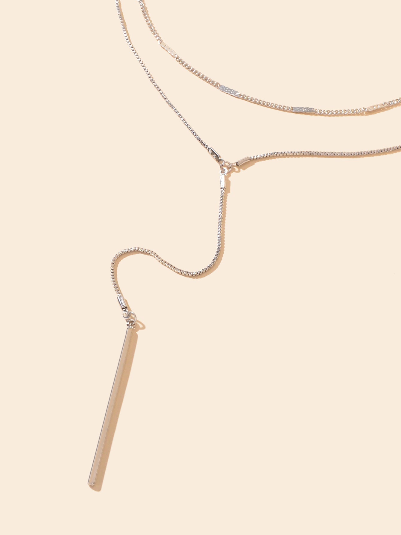 Double-Layer Stick Pendant Lariat Necklace Elegance Contemporary Twist Jewellery