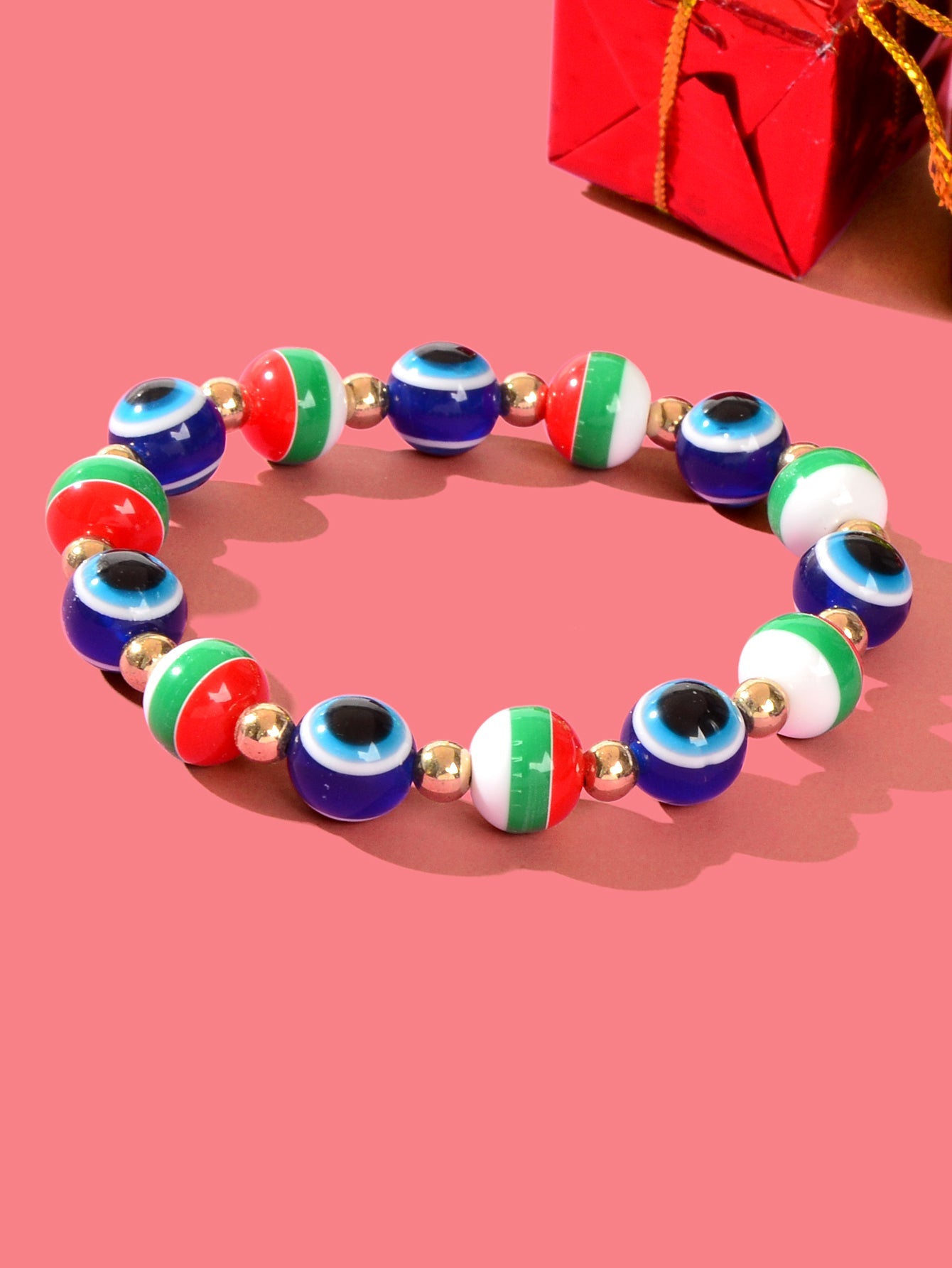 Festival Accessories Colourful Beaded Evil Eye Elastic String Bracelet Xmas Gift