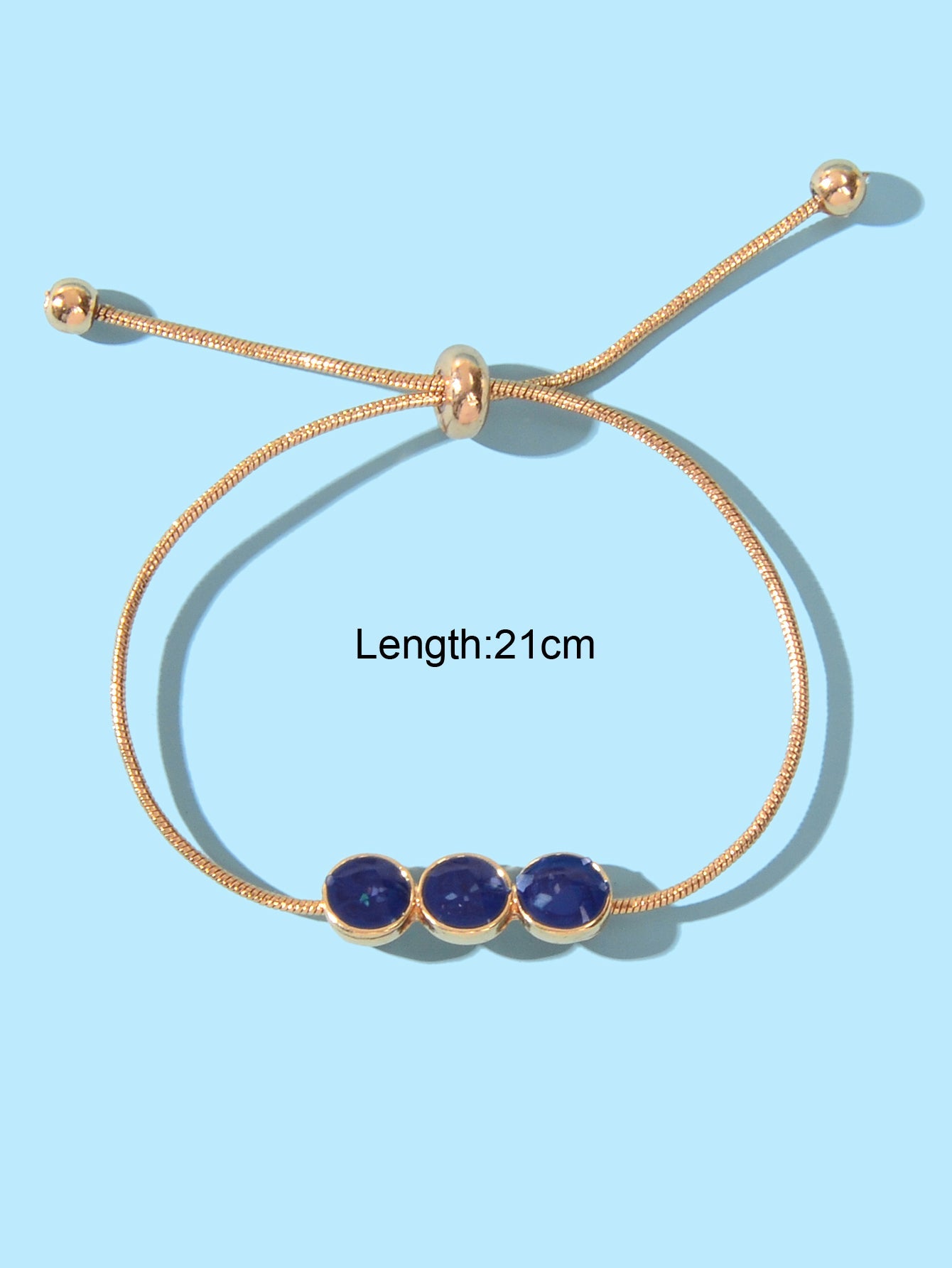 Female Jewellery Blue Enamel Round Gold Chain Adjustable Women Bracelet Bangle