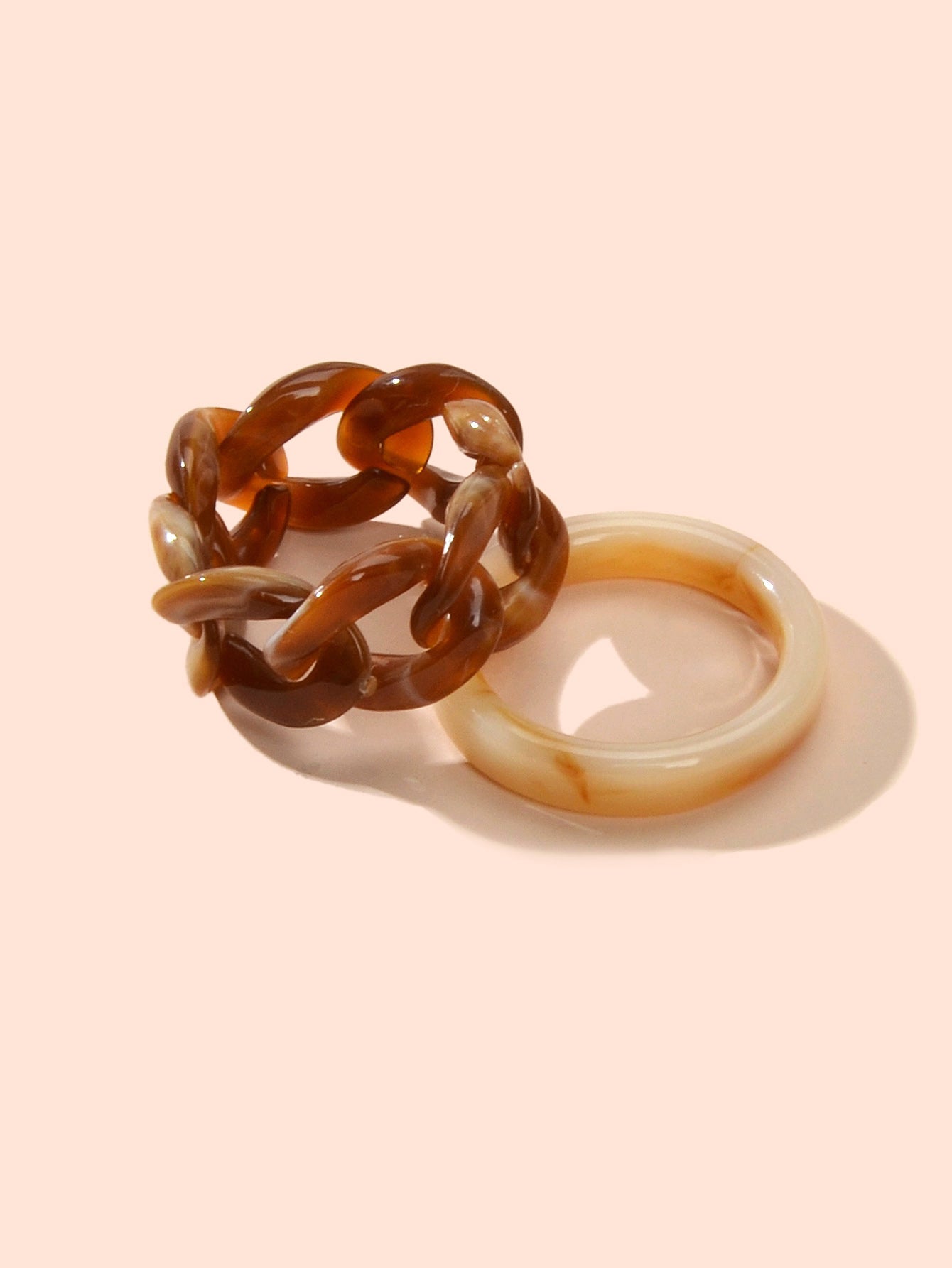 2pcs Trendy Jewelry Blue Brown Geometric Stackable Multiple Midi Finger Ring Set