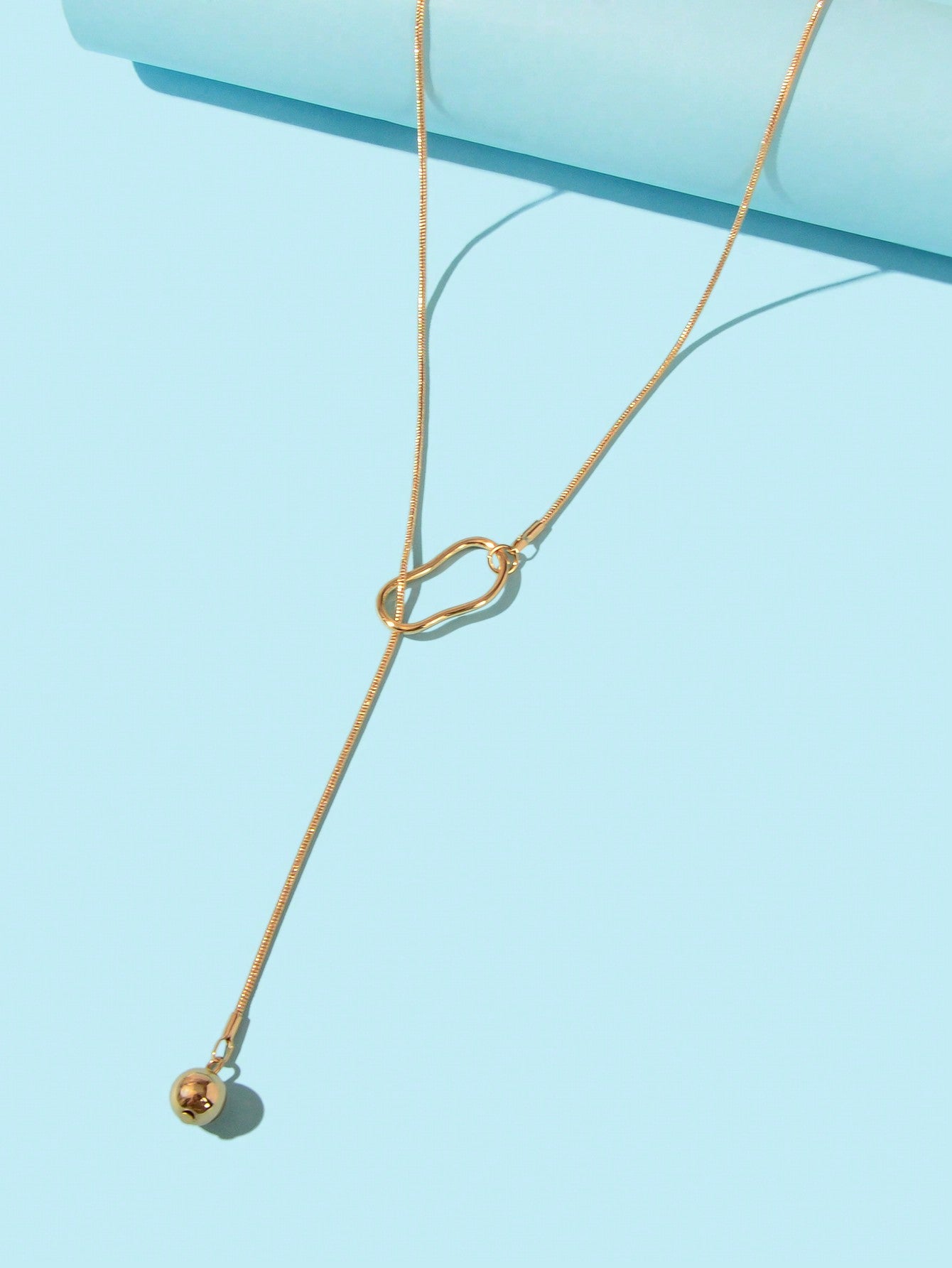 Gold Colour Geometric Y shape Pendant Necklace Women Party Minimalist Jewellery