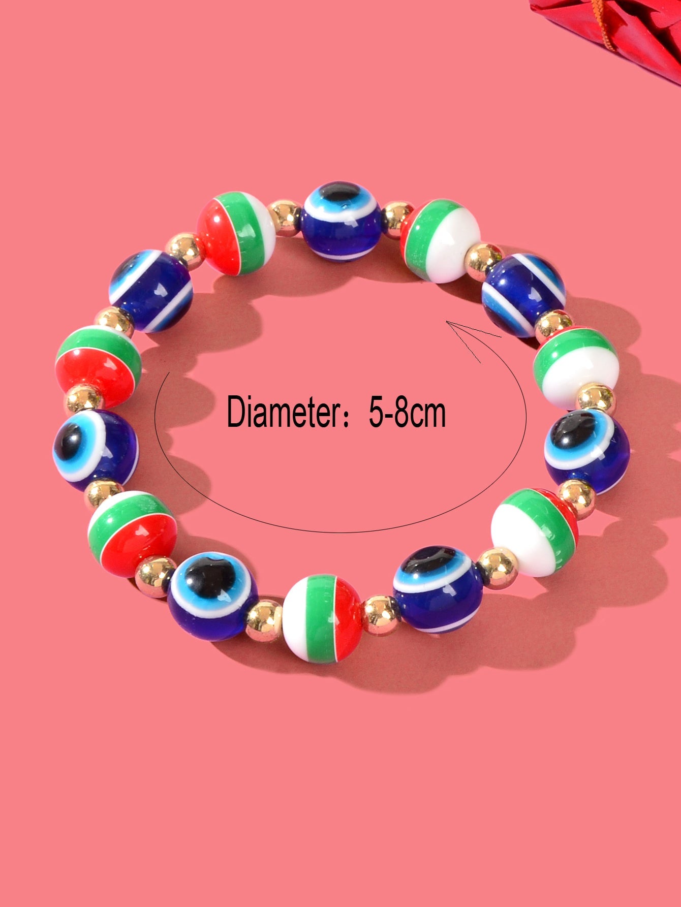 Festival Accessories Colourful Beaded Evil Eye Elastic String Bracelet Xmas Gift