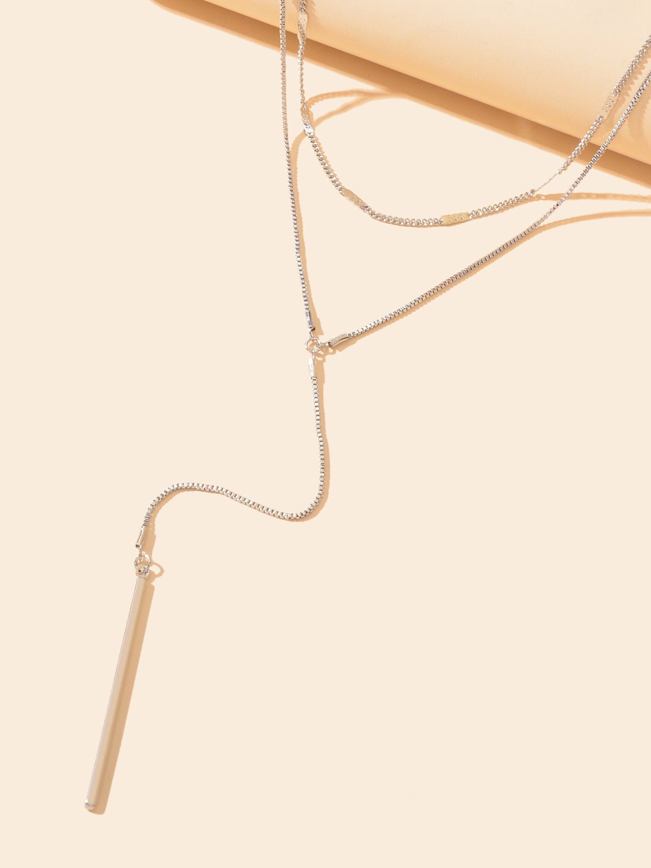 Double-Layer Stick Pendant Lariat Necklace Elegance Contemporary Twist Jewellery