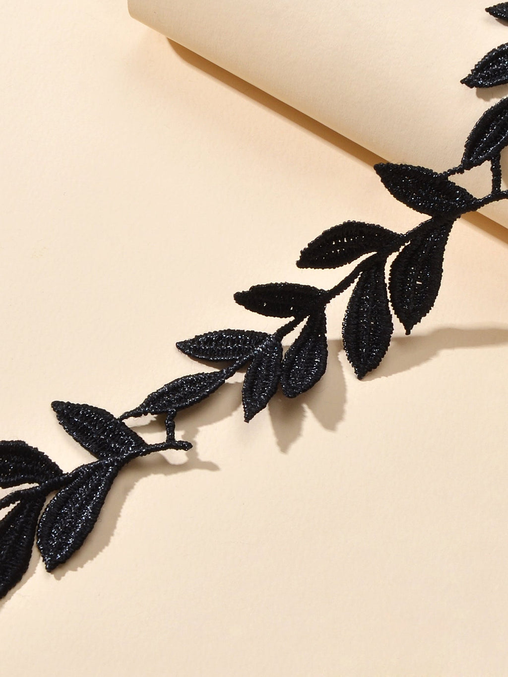 Boho Chic Style Black Ribbon Leaf Design Tied Adjustable Choker Necklace Collar