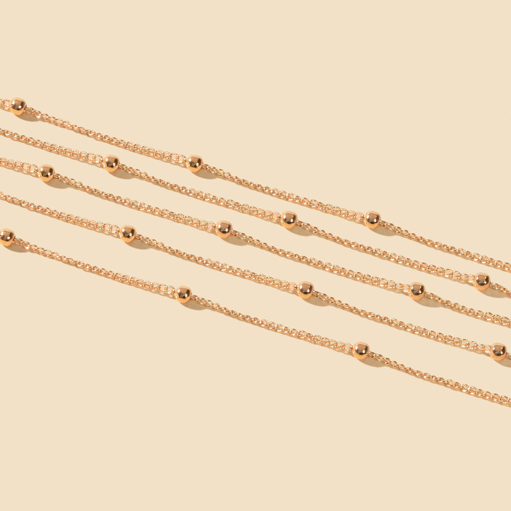 5pcs Gold Beads Chain Layered Necklaces Simple Short Chokers Delicate Jewellery