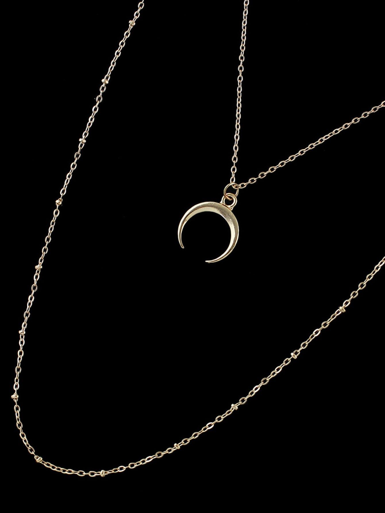 Boho Chic Multi-layer Gold Silver Chain Horns Charm Necklace Trendy Accessories