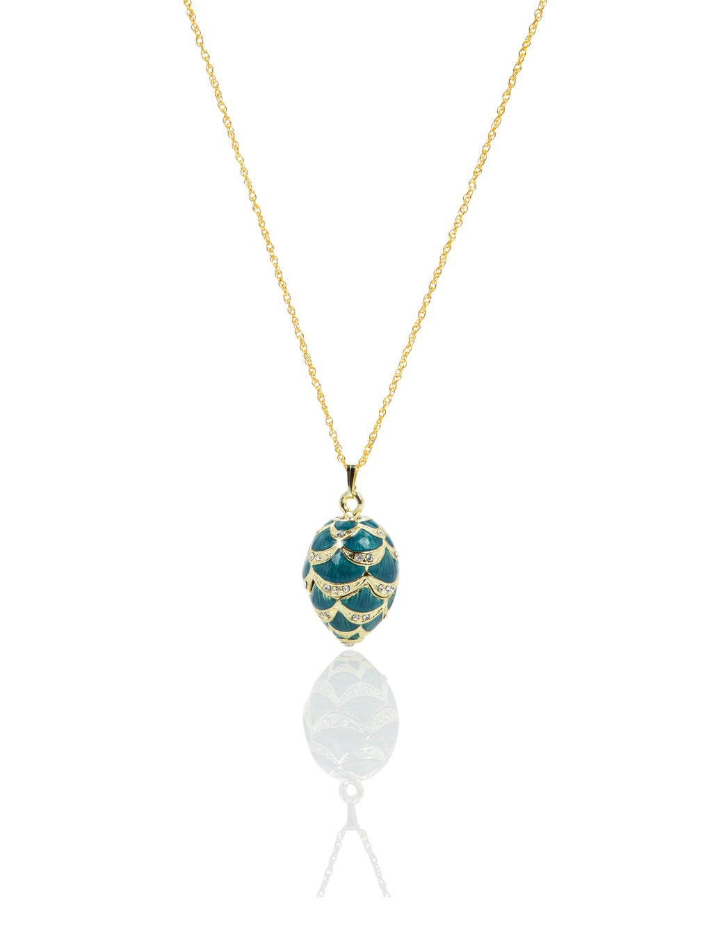 Gold & Light Blue Egg Pendant Necklace