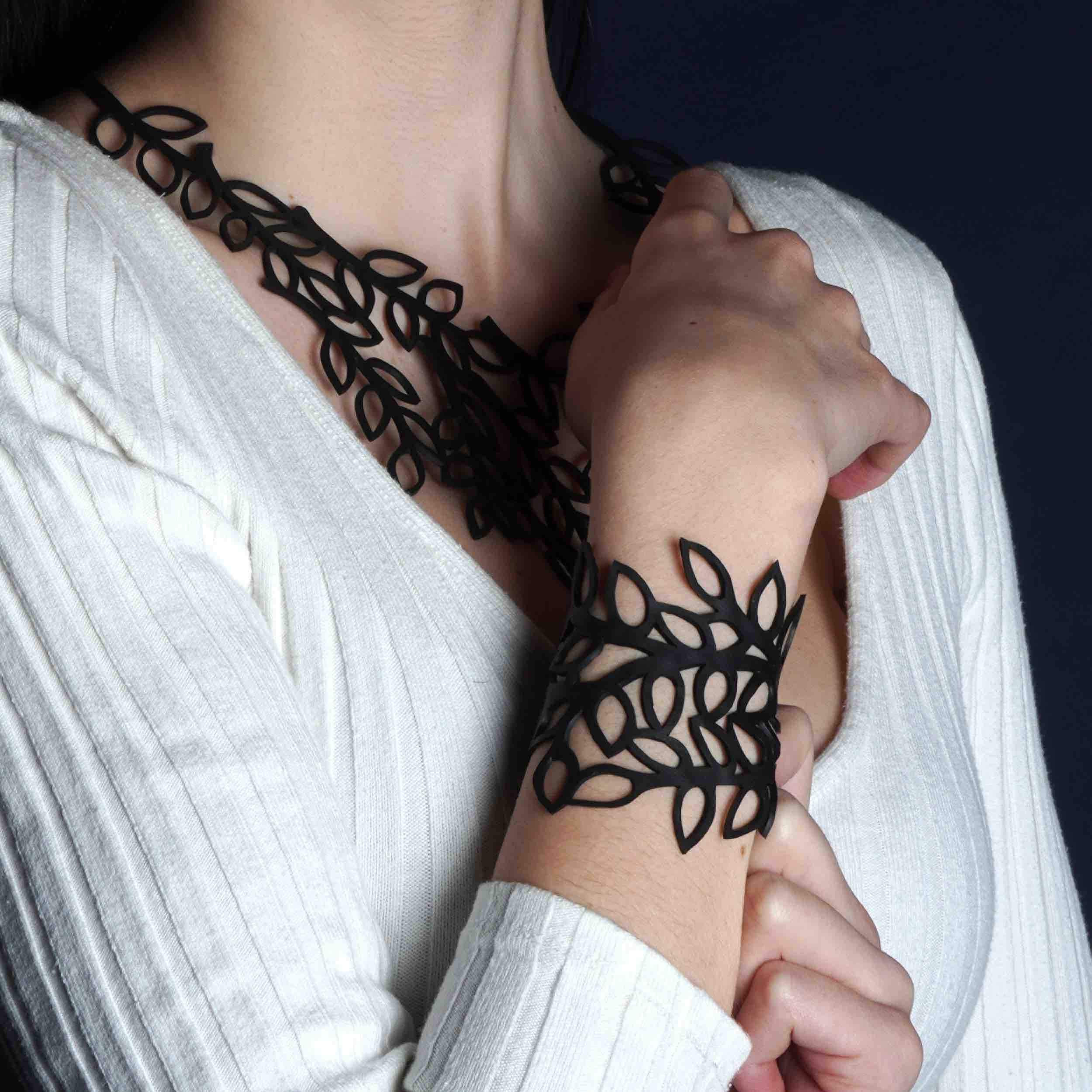 Evergreen Leaf Recycled Rubber Necklace