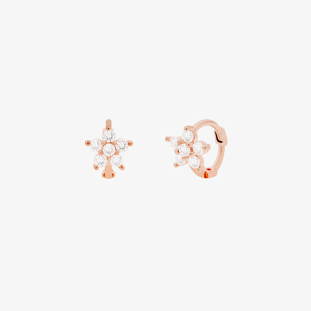 Dainty cubic flower huggie earring-6