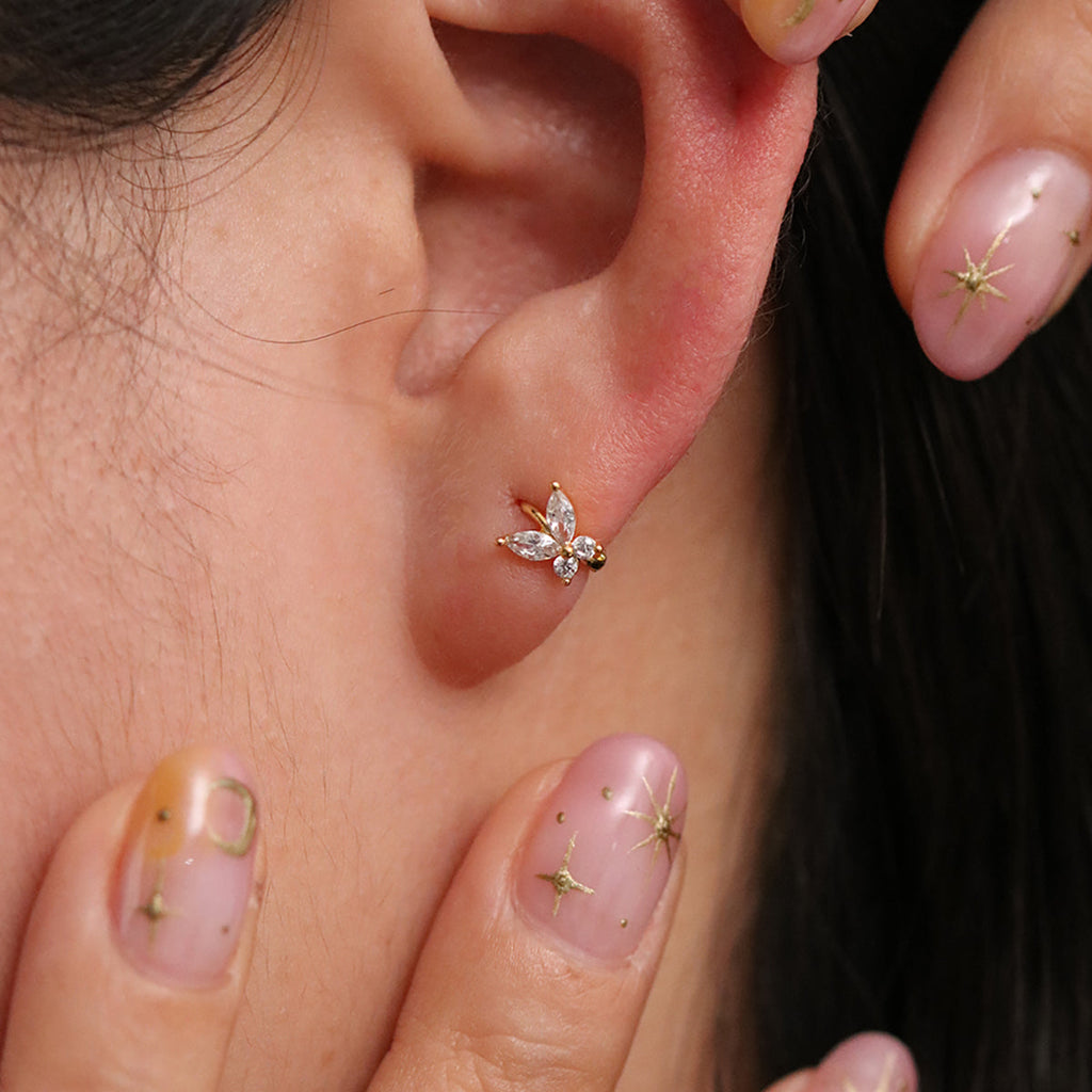 Crystal Butterfly Huggie Earring-3
