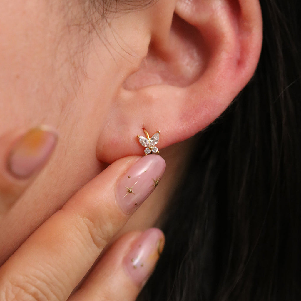 Crystal Butterfly Huggie Earring-4