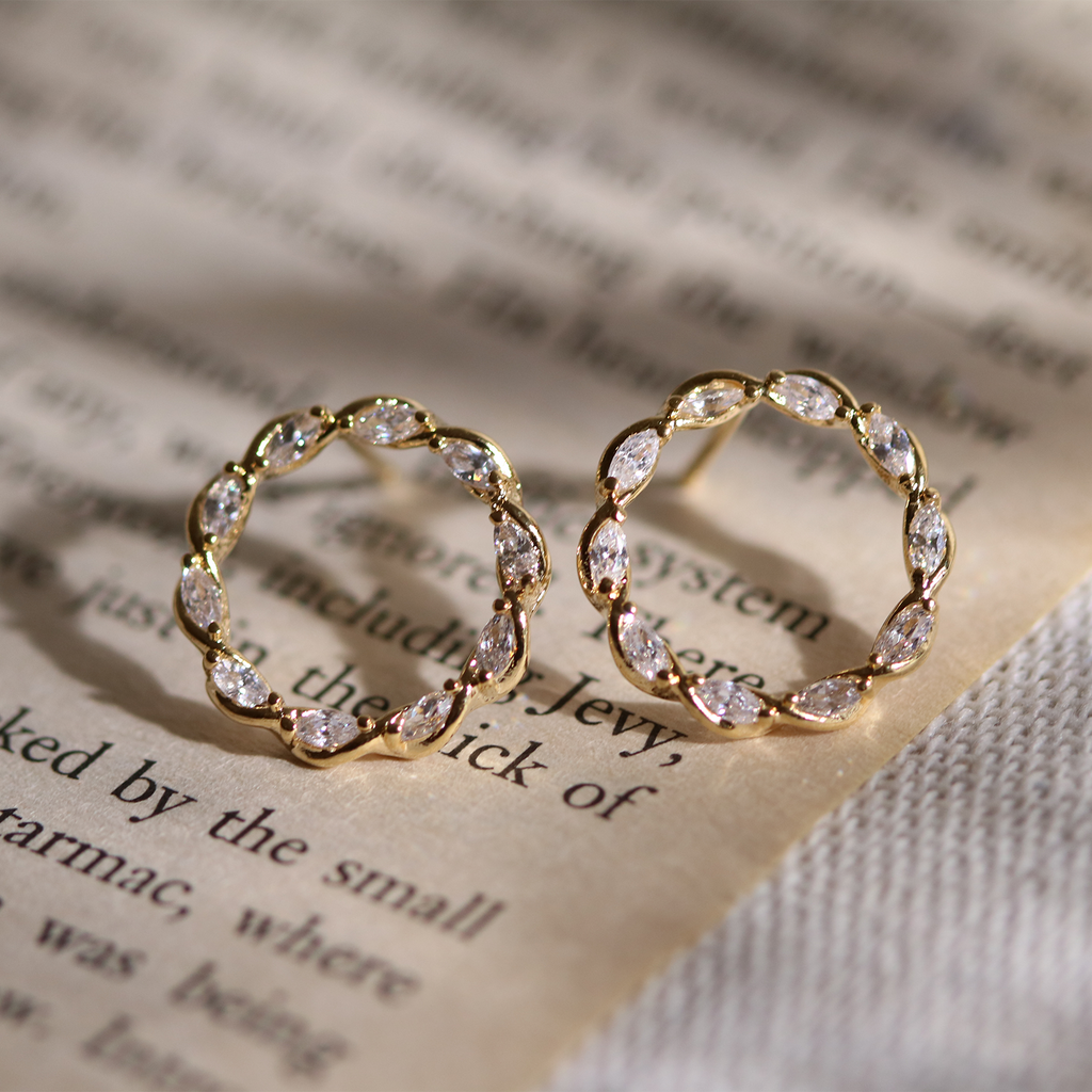 Circle cubic twist earrings-4