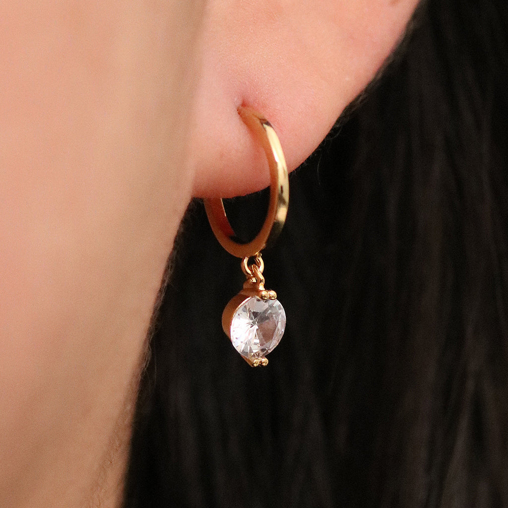 Cubic Dangle Semi-Hoop Earrings-1