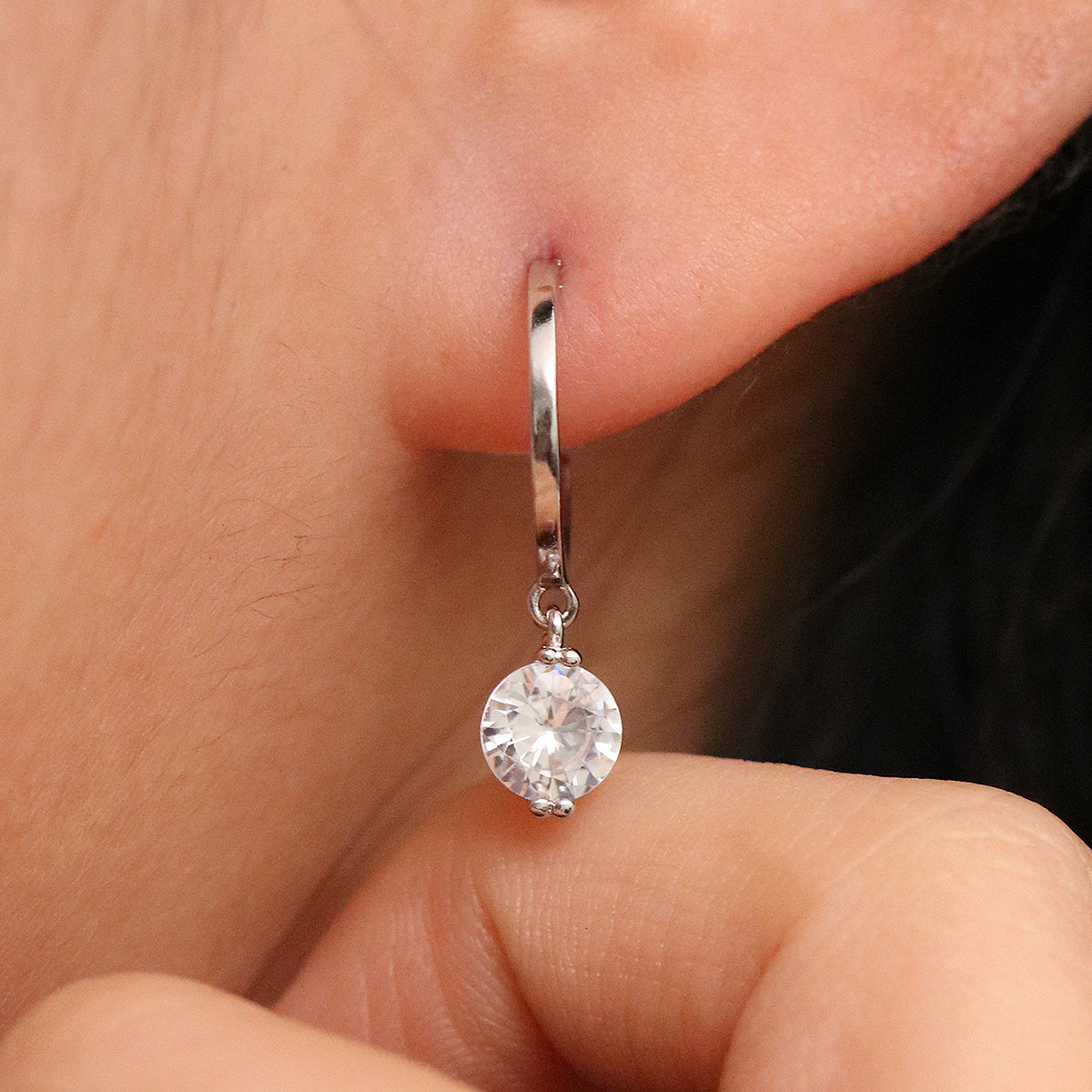 Cubic Dangle Semi-Hoop Earrings-2