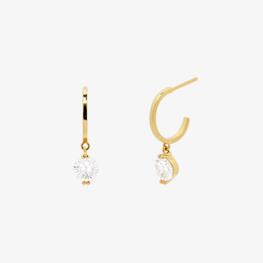 Cubic Dangle Semi-Hoop Earrings-0