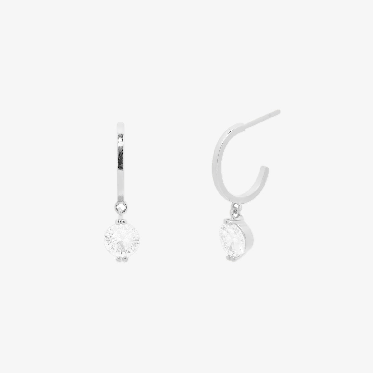 Cubic Dangle Semi-Hoop Earrings-4