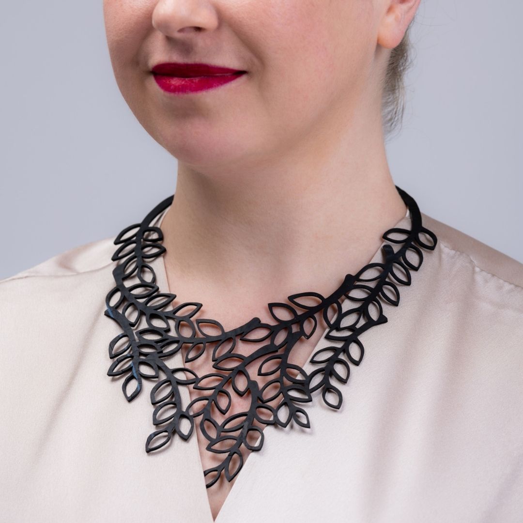 Evergreen Leaf Recycled Rubber Necklace