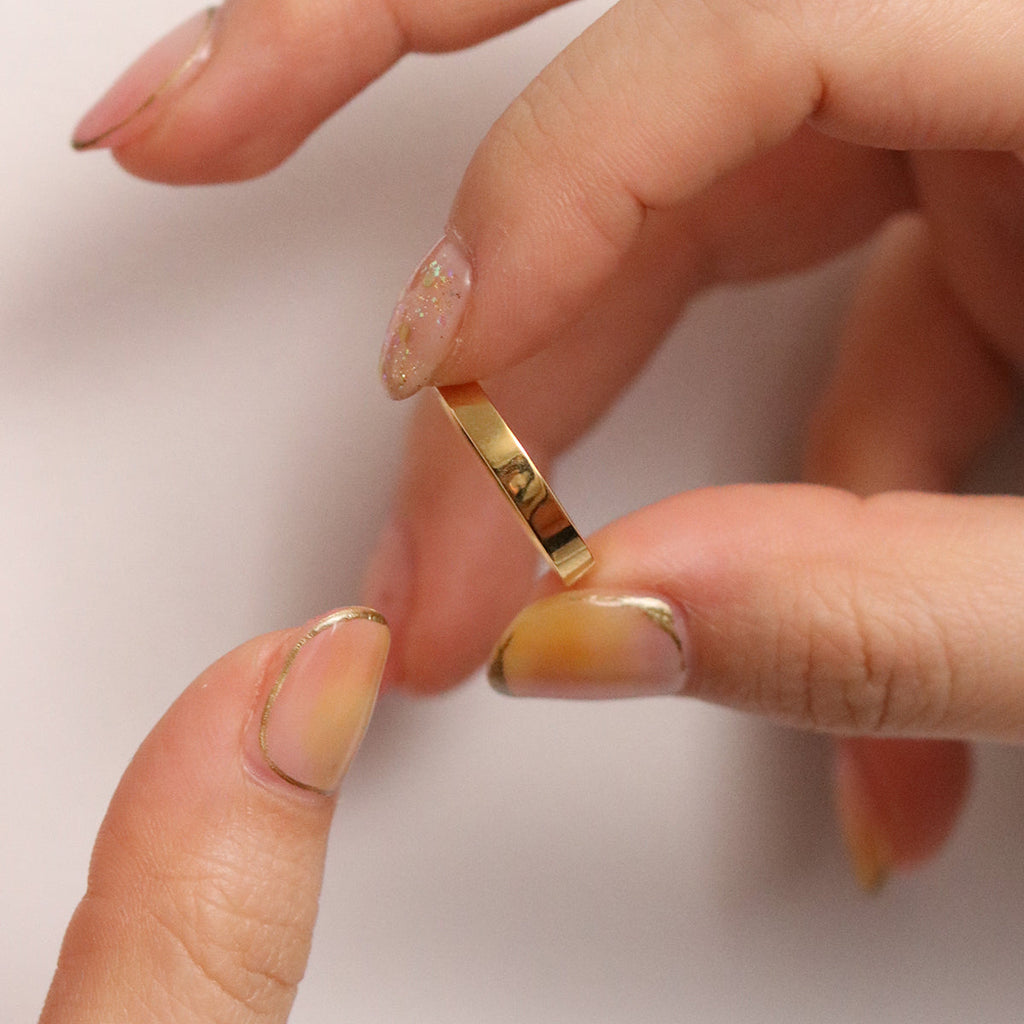 Bold square plain band ring-2