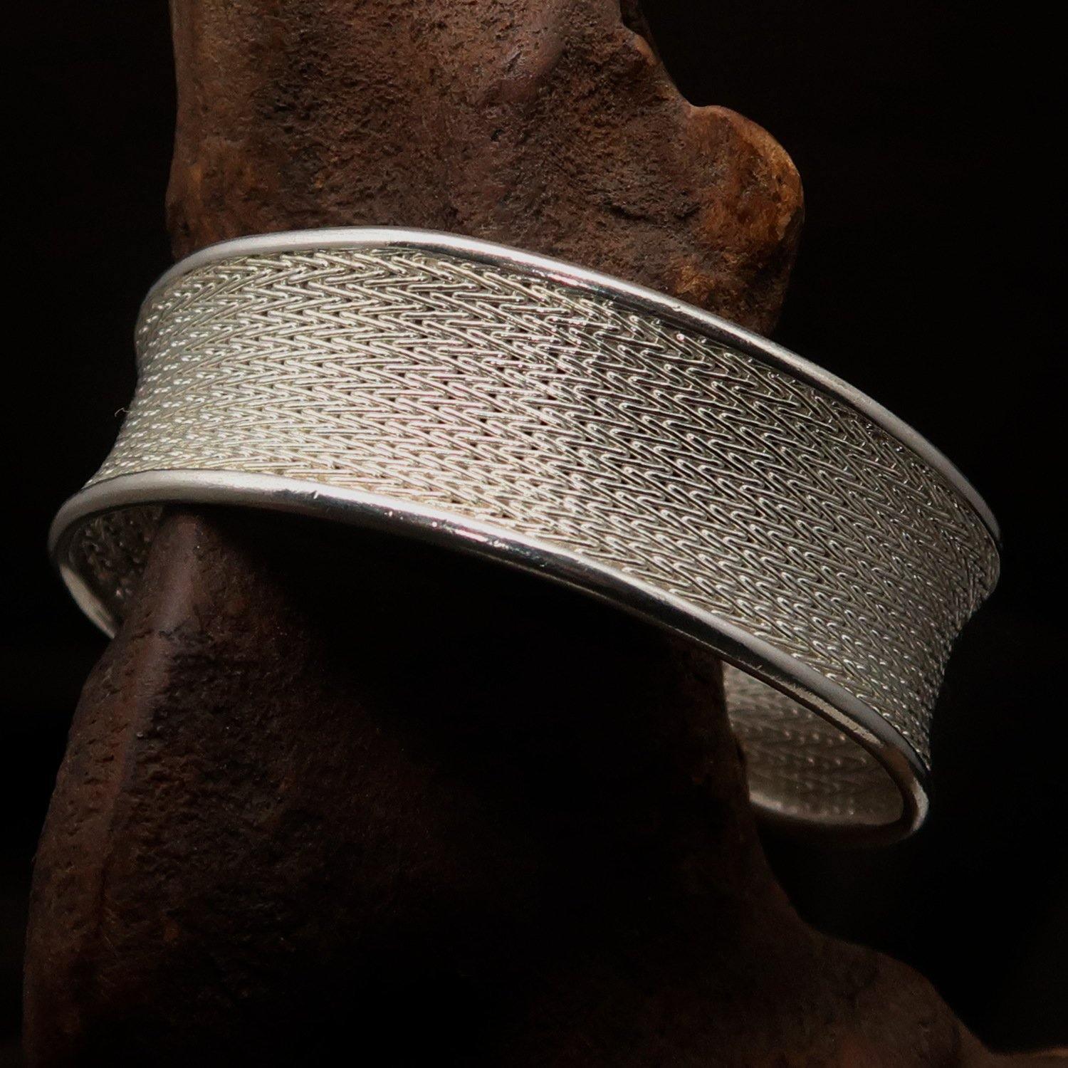 Excellent handcrafted woven Sterling Silver Bracelet Bangle
