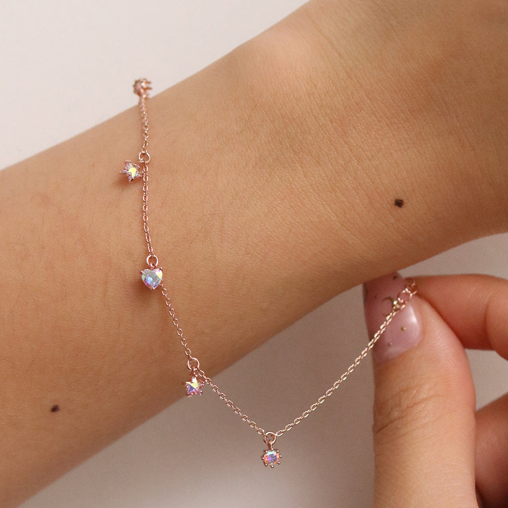 Smoked topaz heart star bracelet