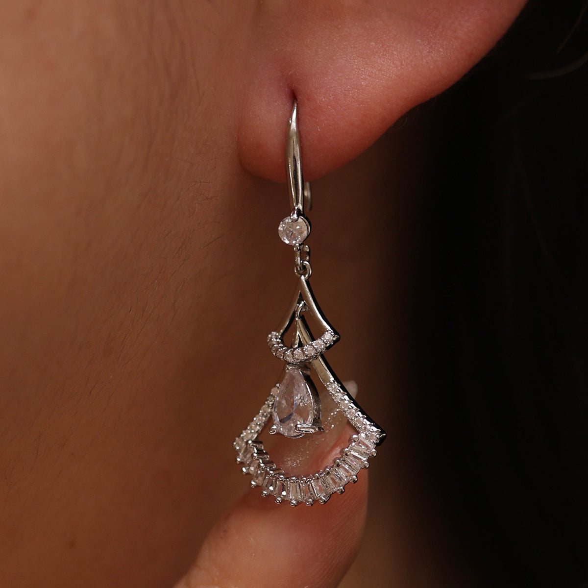 cubic hook drop earrings-2