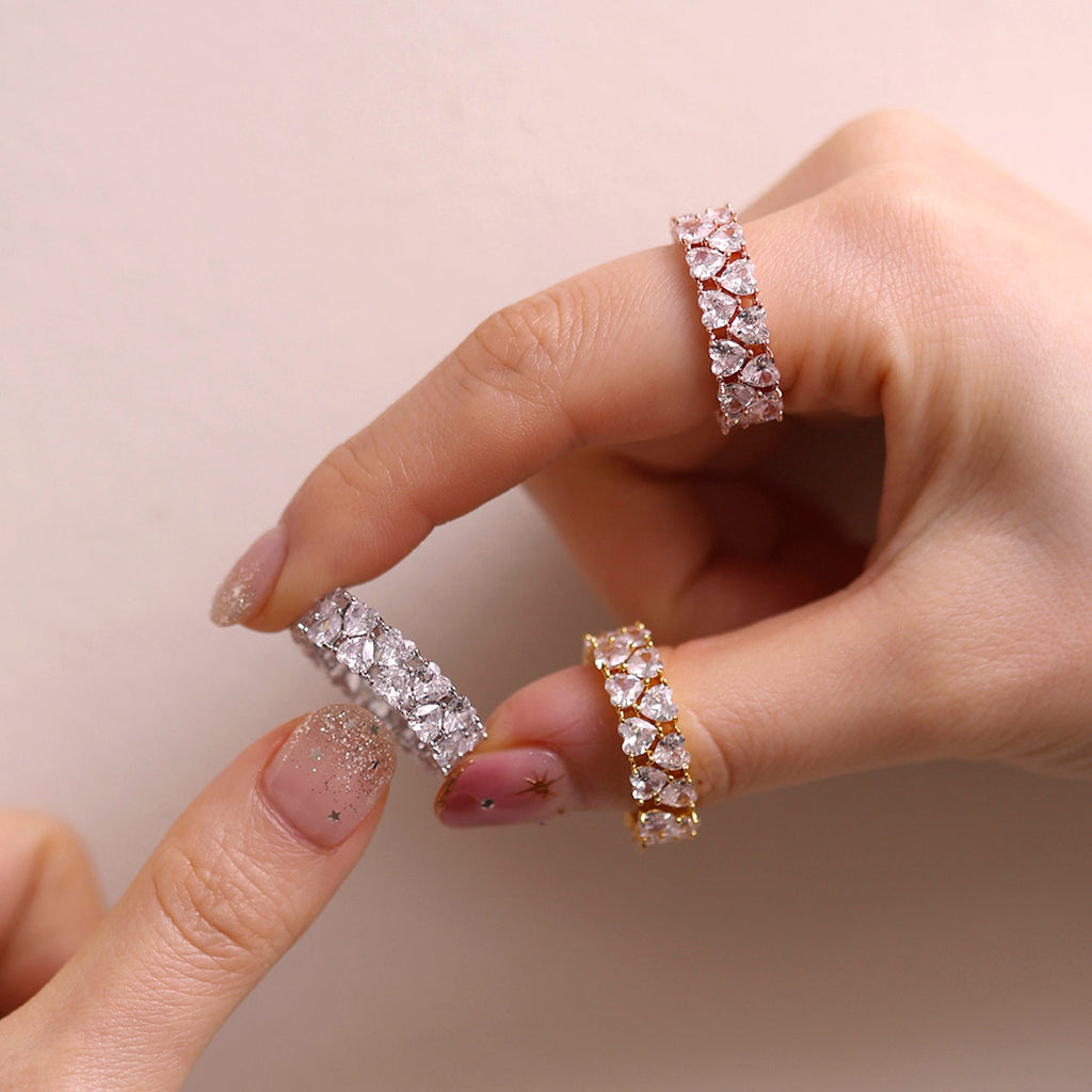 Chunky Heart Sparkle Adjustable Ring-1