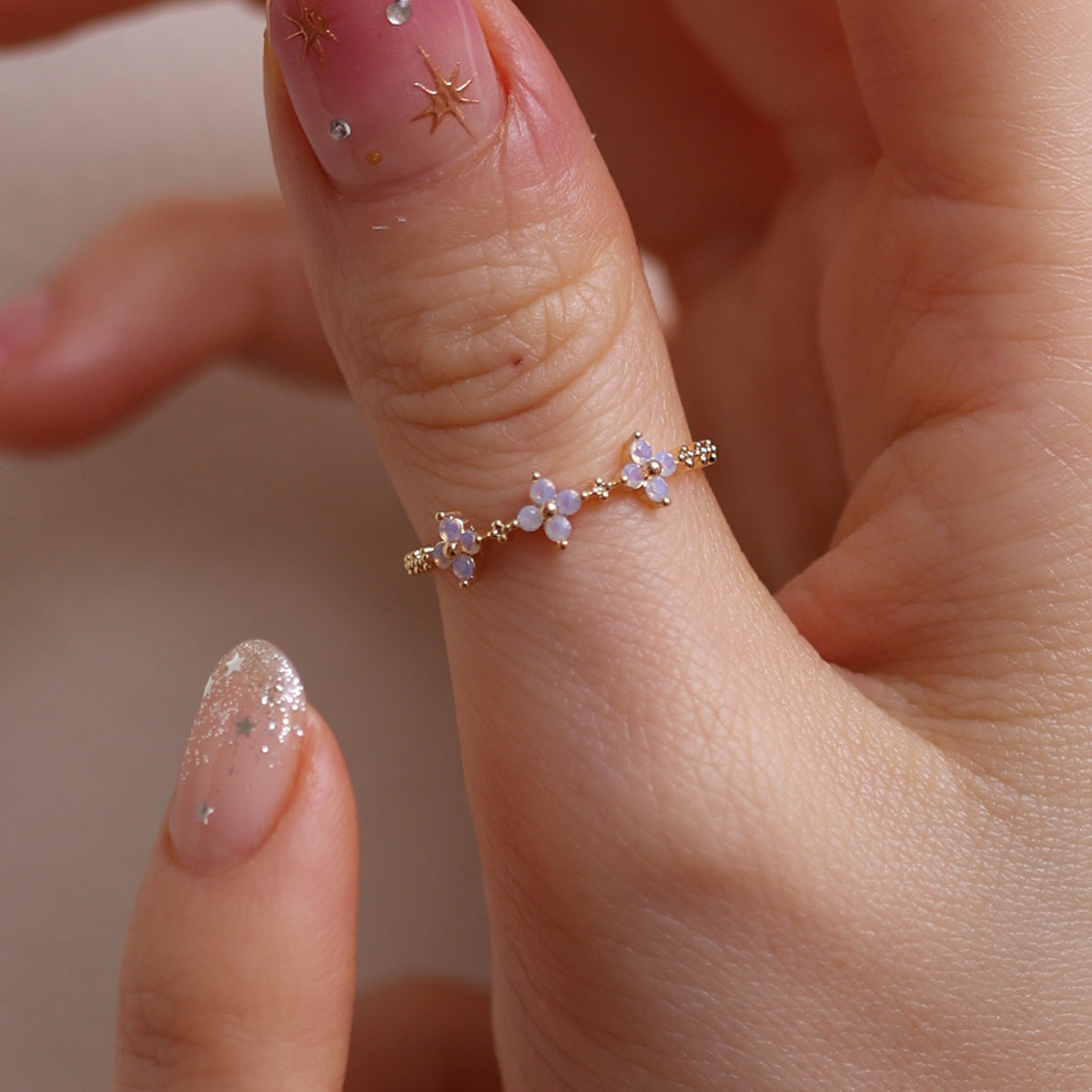 Moonstone daisy ring