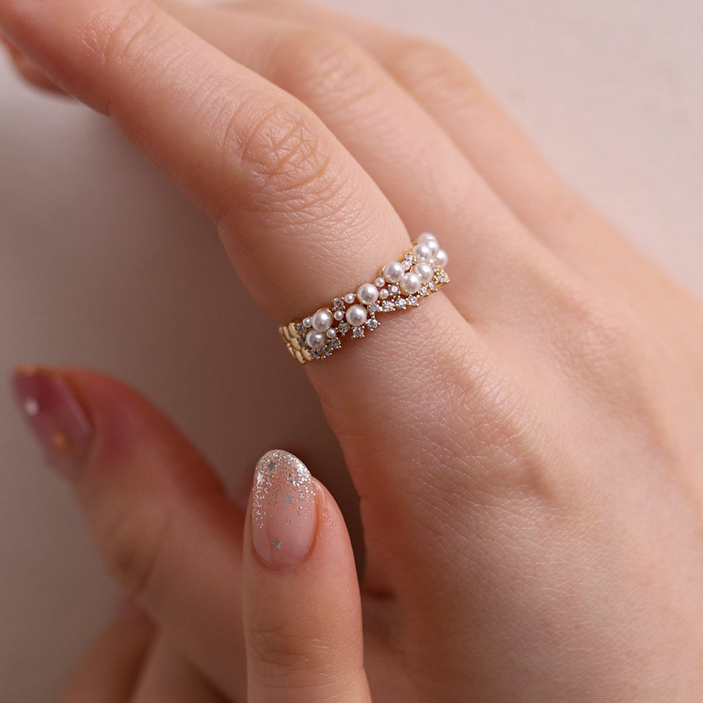 Bold cubic pearl ring-3
