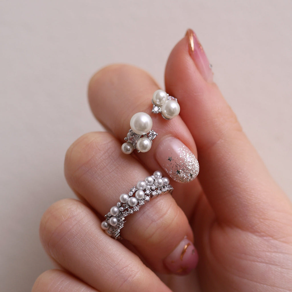 Bold cubic pearl ring-4