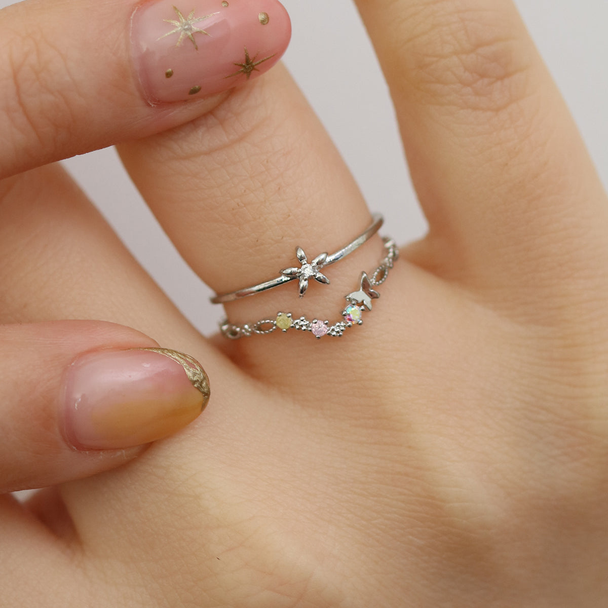 Double pastel flower ring-1