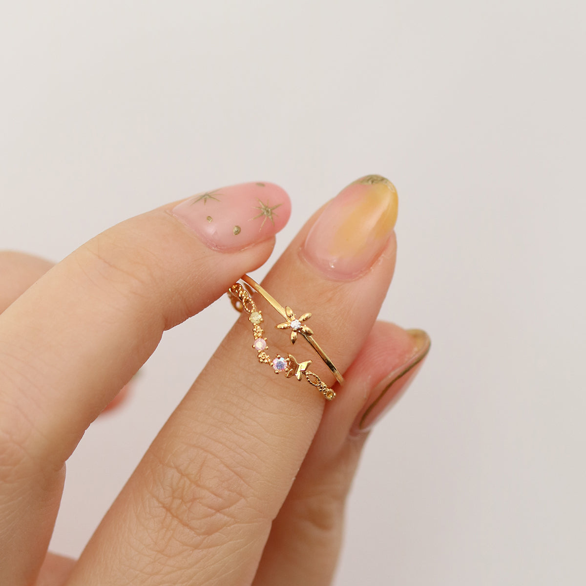 Double pastel flower ring-4