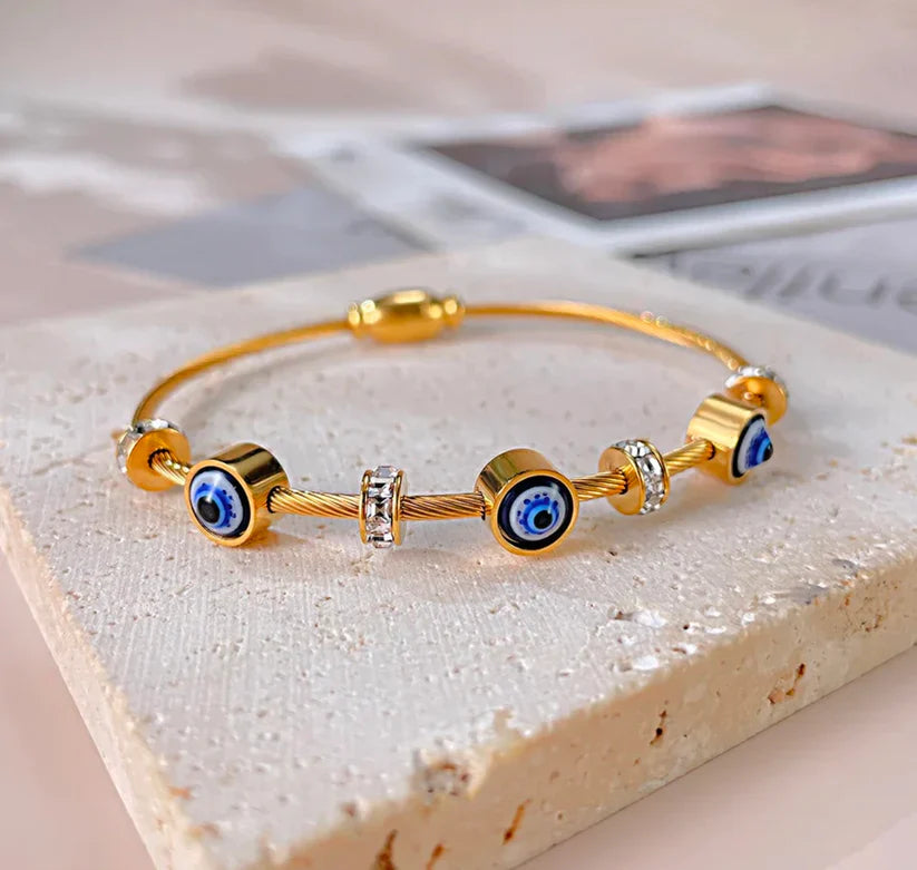 Golden Evil Eye Cable Bracelet