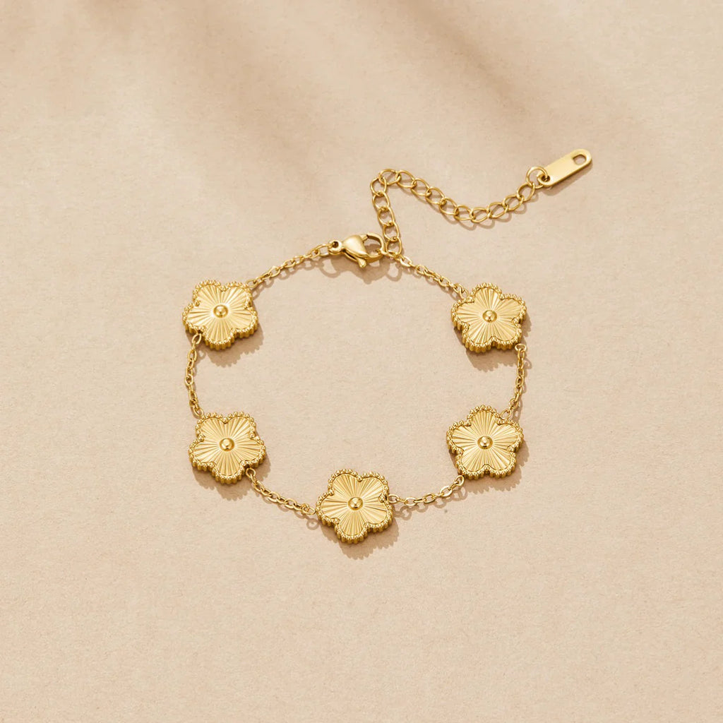 Golden Clover Flower Bracelet