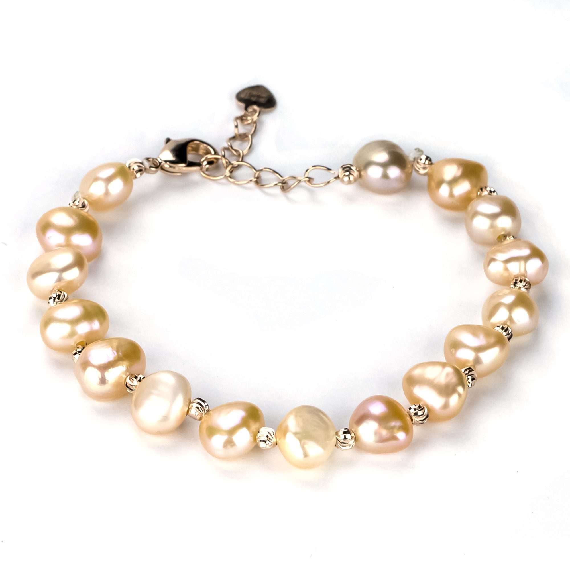 Freshwater Button Shape Pink Clayfield Bracelet 8-9 mm AAAA