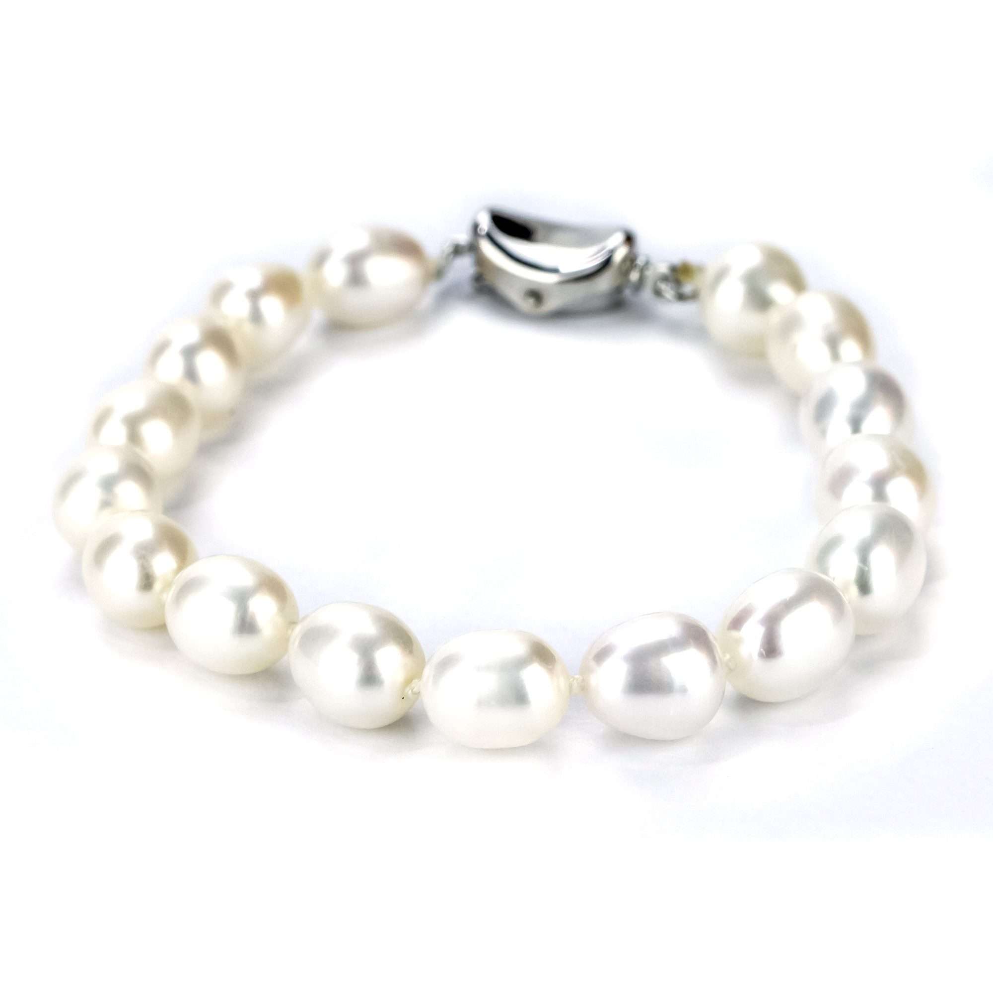 Freshwater Drop Shape White Auchenflower Bracelet 7-8 mm AAA