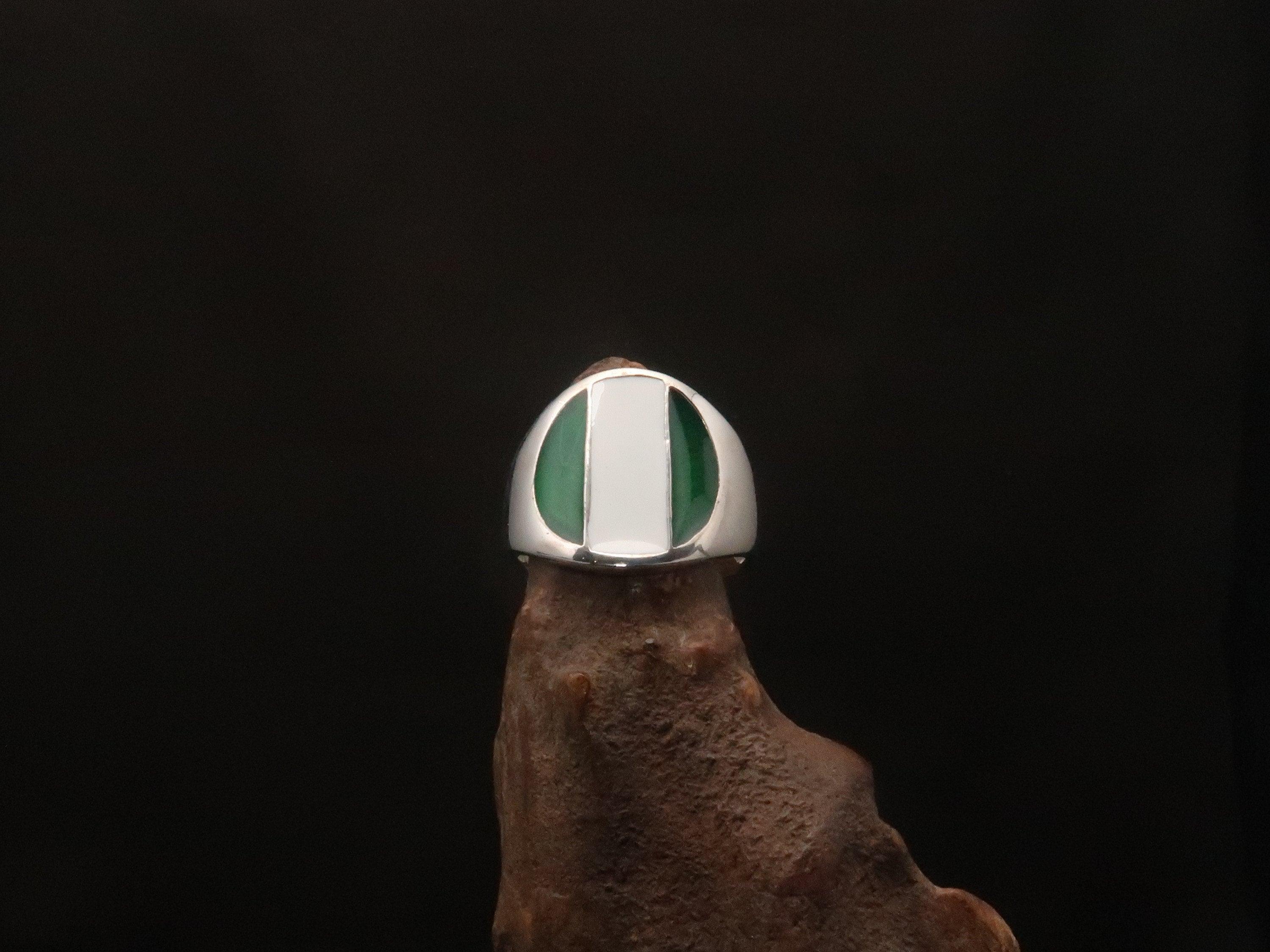 Nigerian Flag Ring, Sterling Silver Ring, Flag of Nigeria, Men's Pinky Ring, Costume Ring, Sport Event Outfit, Fan Apparel, Gift for Him