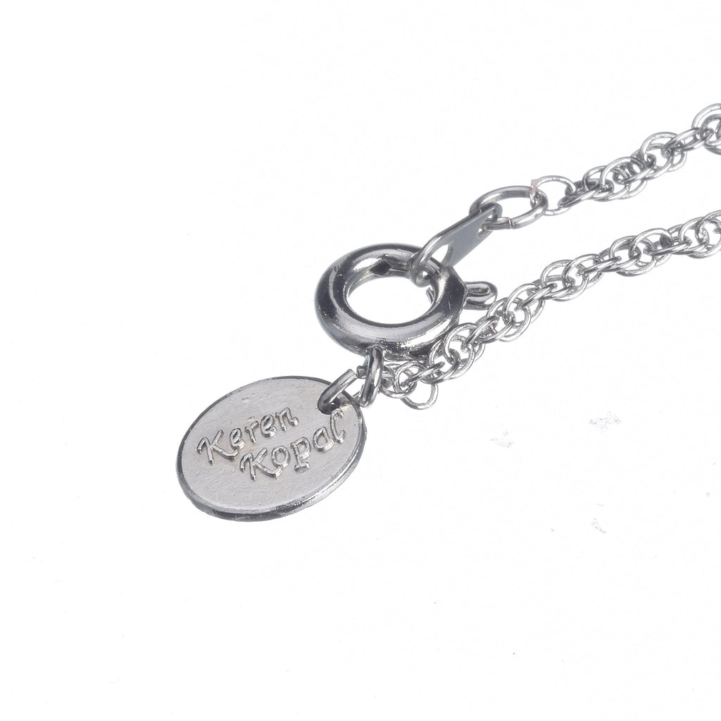 Silver Egg with Green Crystals Pendant Necklace