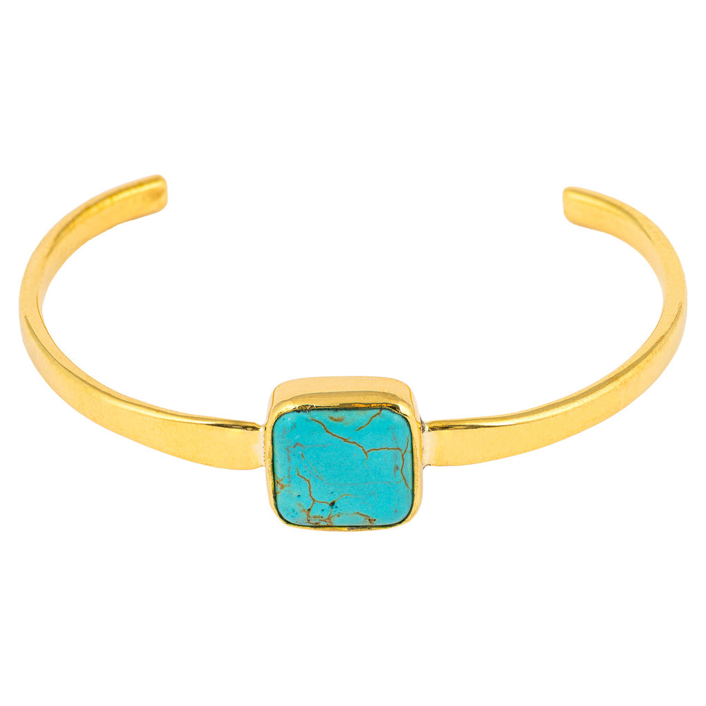 Amani Recycled Brass & Turquoise Stone Bangle